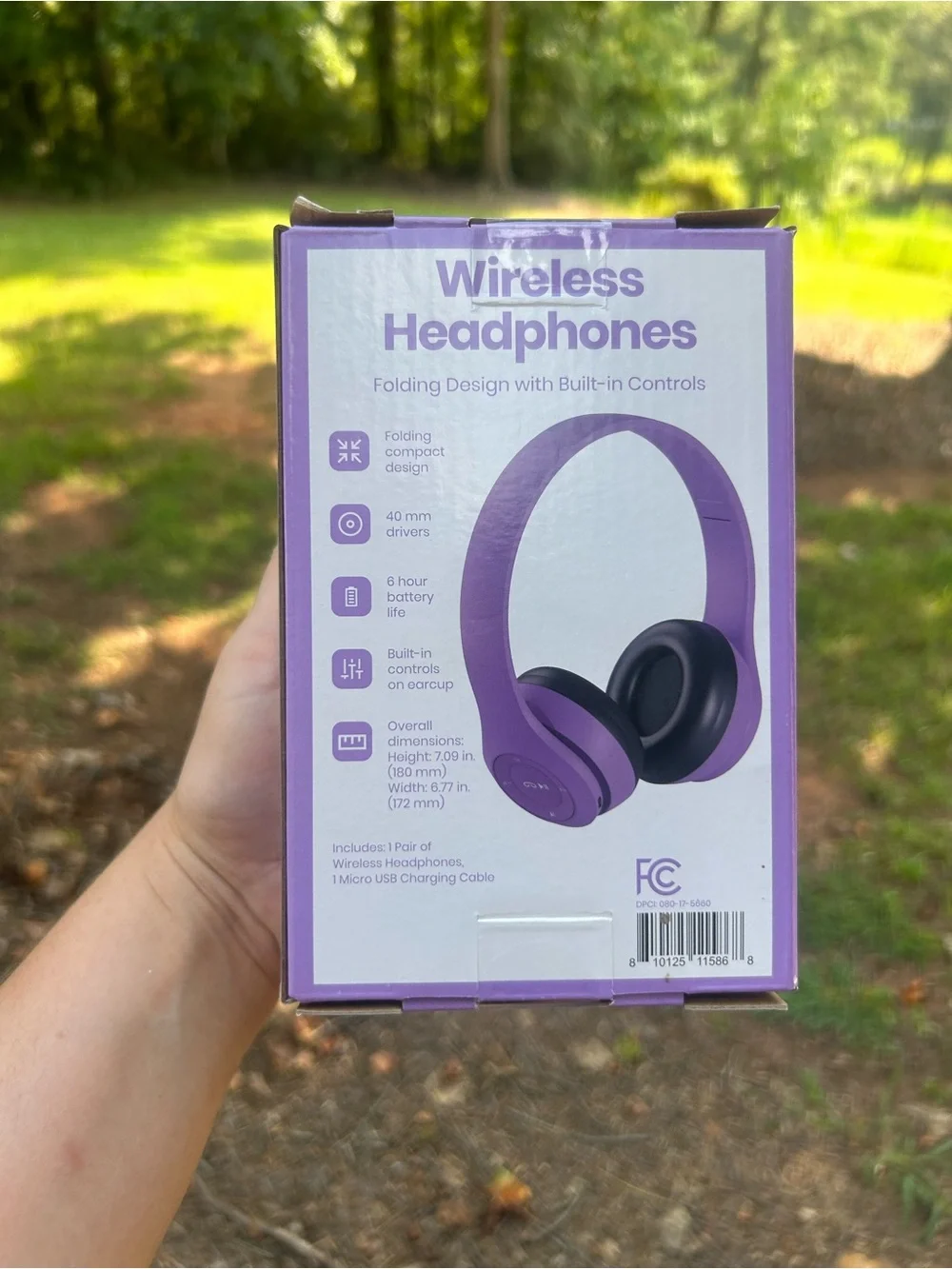 GEMS Purple Wireless Over Ear Headphones Folding Built-In Controls